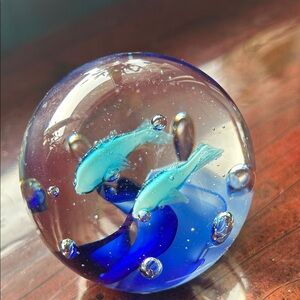 Blue Glass Fish Sphere
